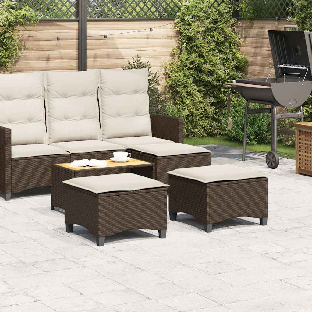Garden Chairs with Cushions 2 pcs Brown 55x55x36 cm Polyrattan