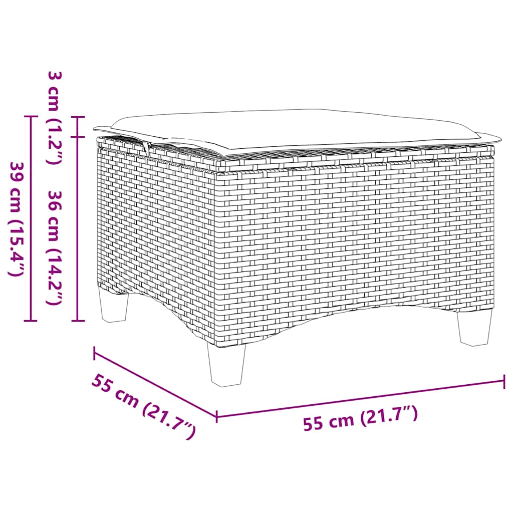 sodo taburetės su pagalvėlėmis 2 vnt Pilka 55x55x36 cm