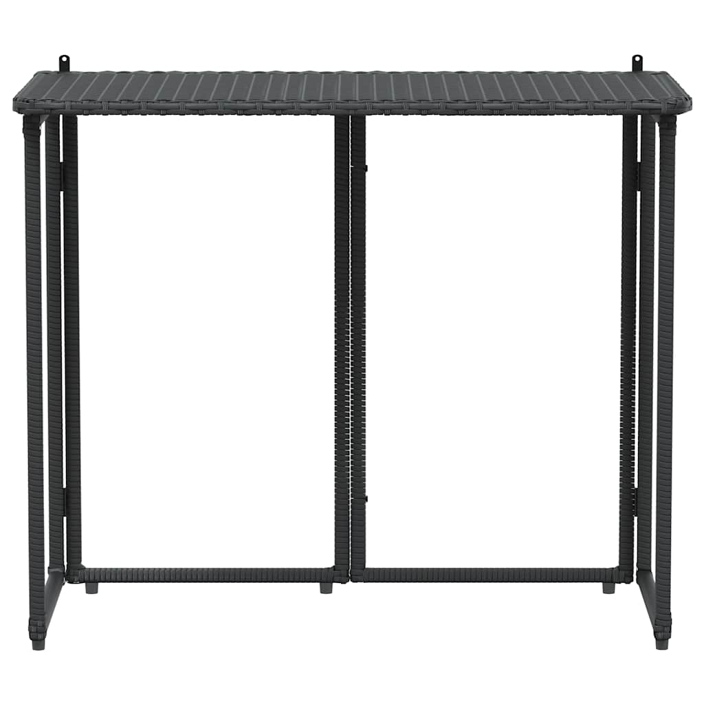 Sulankstomas sodo stalas, juodas, 90x51x75 cm, poliratanas