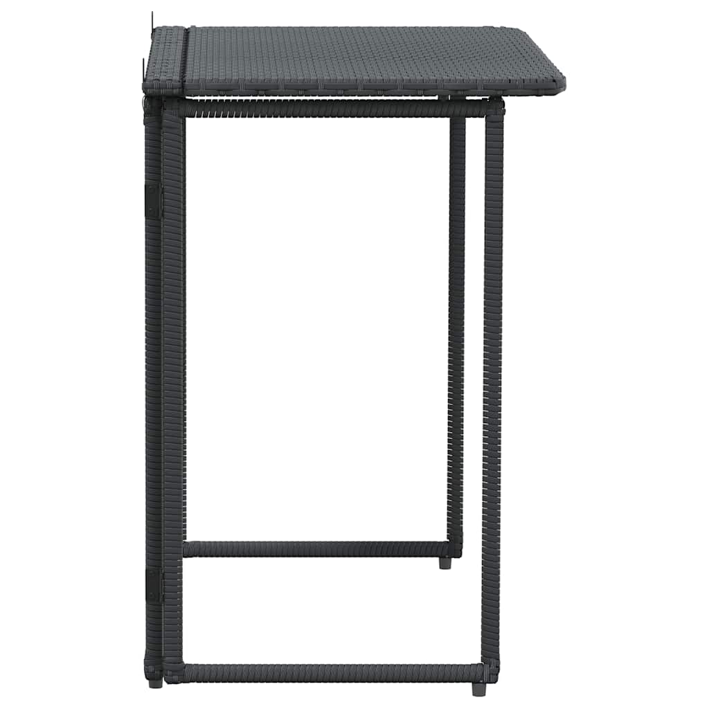 Sulankstomas sodo stalas, juodas, 90x51x75 cm, poliratanas