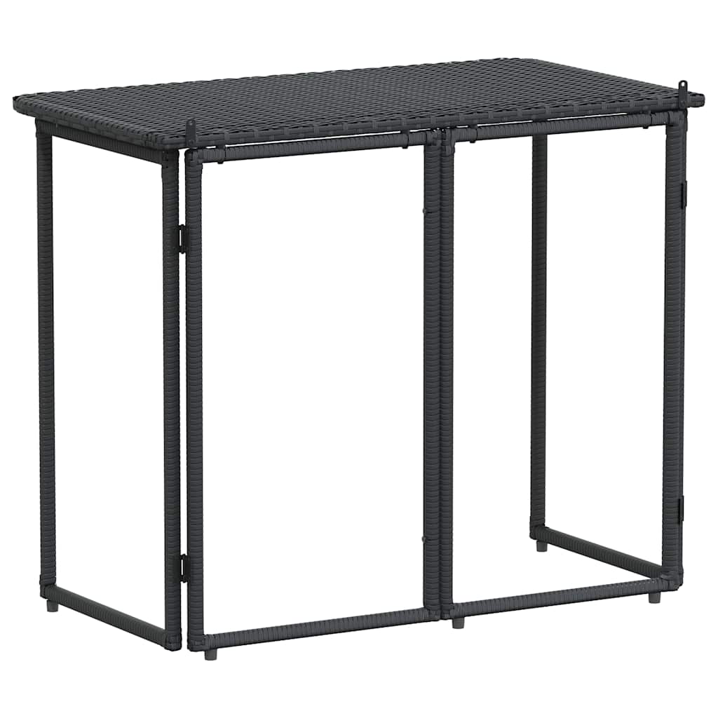 Sulankstomas sodo stalas, juodas, 90x51x75 cm, poliratanas