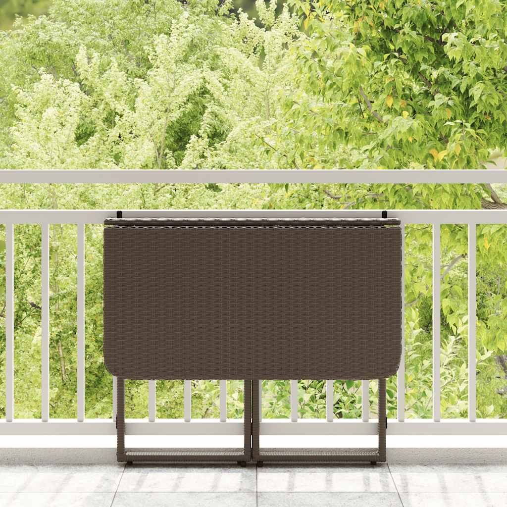Salokāms dārza galds Brūns 90x51x75 cm Poly Rotangpalma