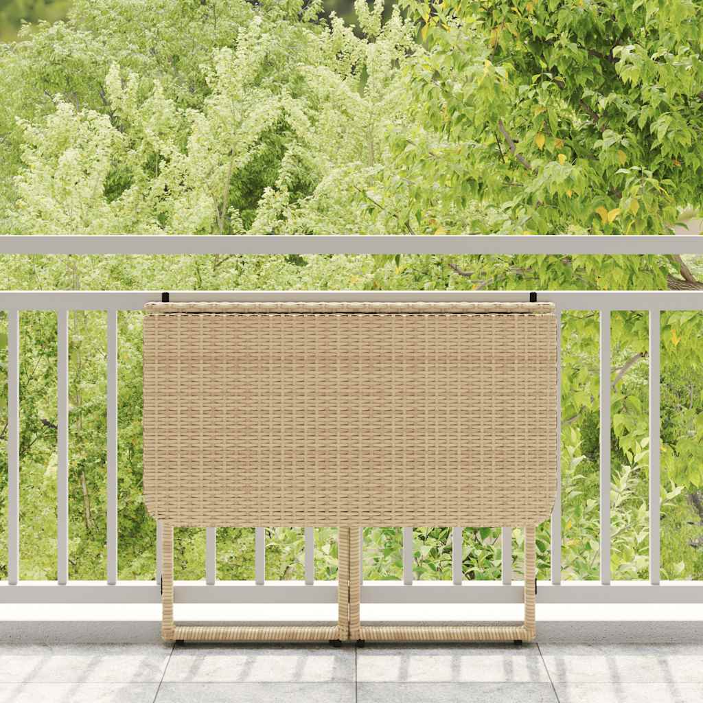 Salokāms dārza galds Bēšs 90x51x75 cm Poly Rattan