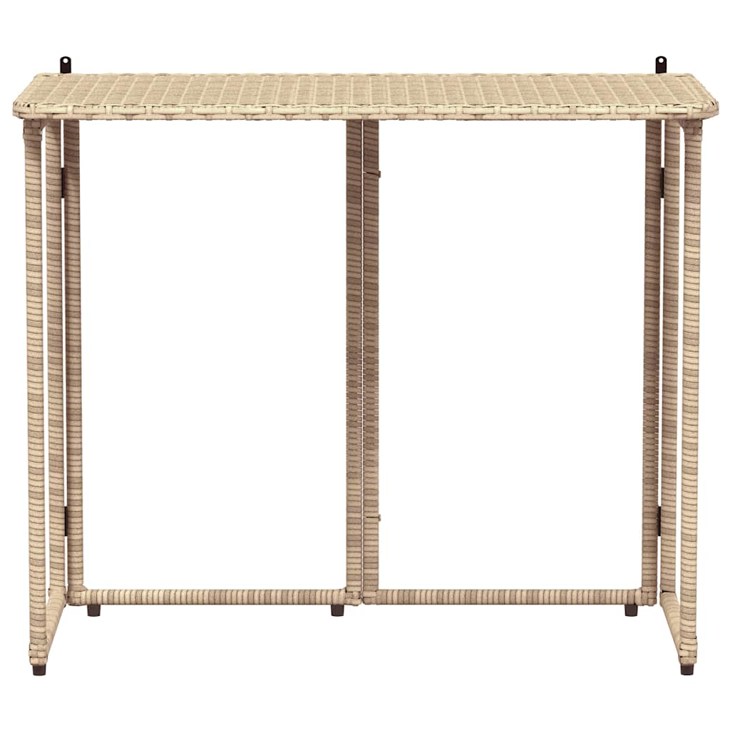 Salokāms dārza galds Bēšs 90x51x75 cm Poly Rattan