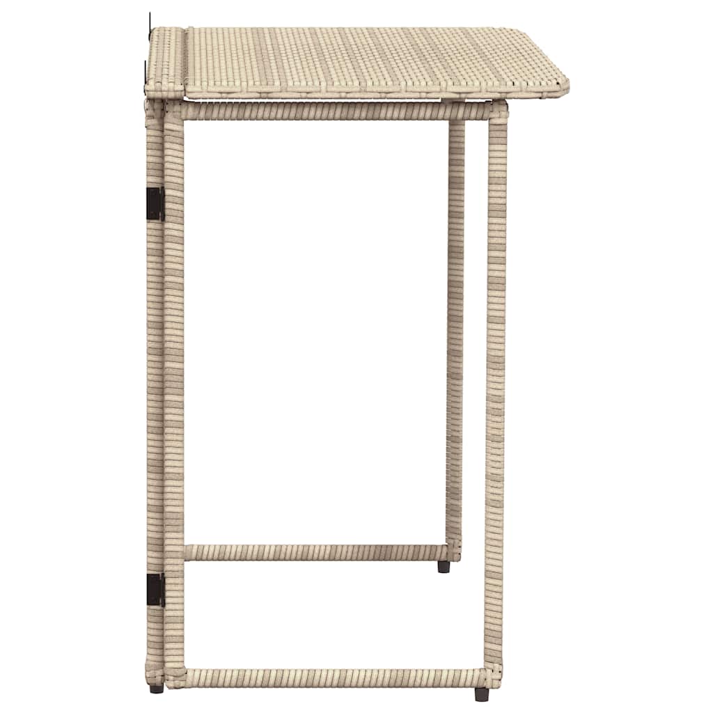 Salokāms dārza galds Bēšs 90x51x75 cm Poly Rattan