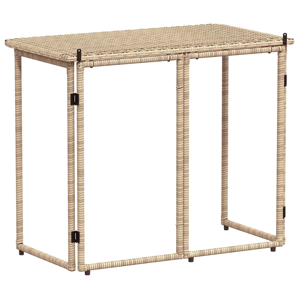 Salokāms dārza galds Bēšs 90x51x75 cm Poly Rattan