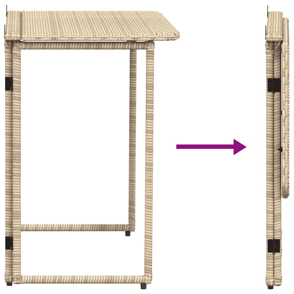 Salokāms dārza galds Bēšs 90x51x75 cm Poly Rattan