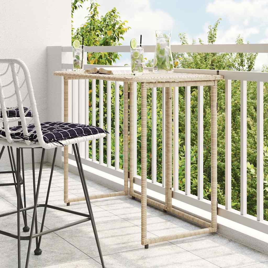 Salokāms dārza galds Bēšs 90x51x75 cm Poly Rattan