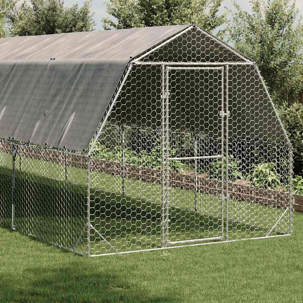vištienos bėgimas su stogu 2,5x8x2,25 m cinkuoto plieno