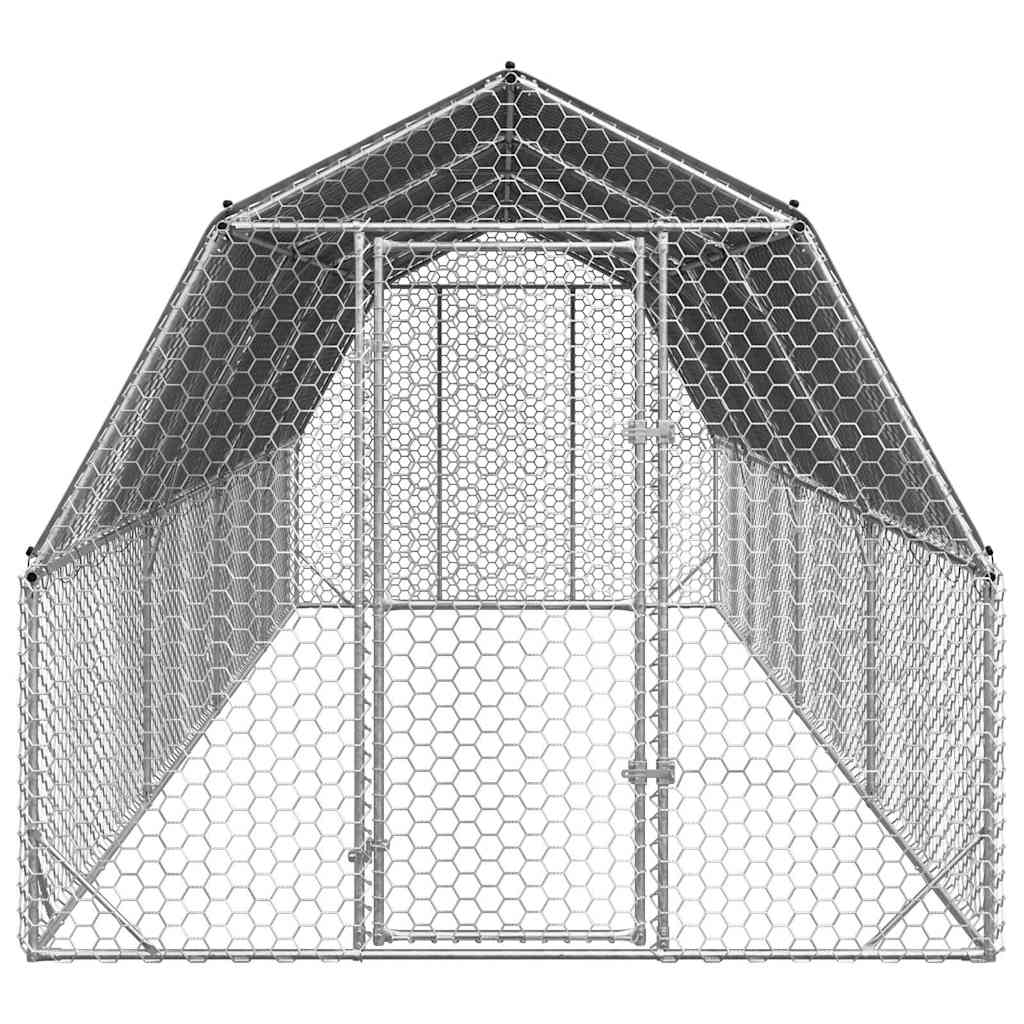 Chicken Run with Roof 2.5x8x2.25m Galvanised Steel