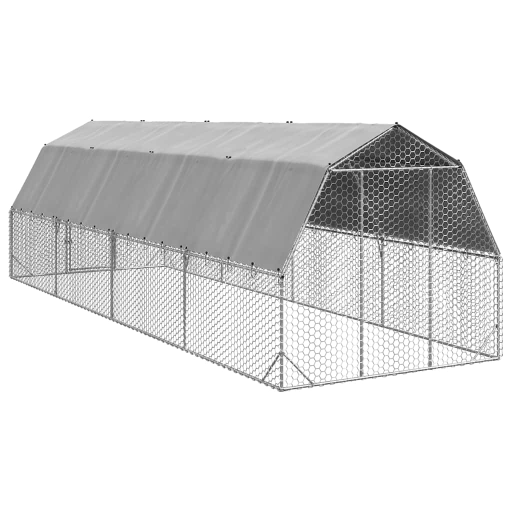 Chicken Run with Roof 2.5x8x2.25m Galvanised Steel