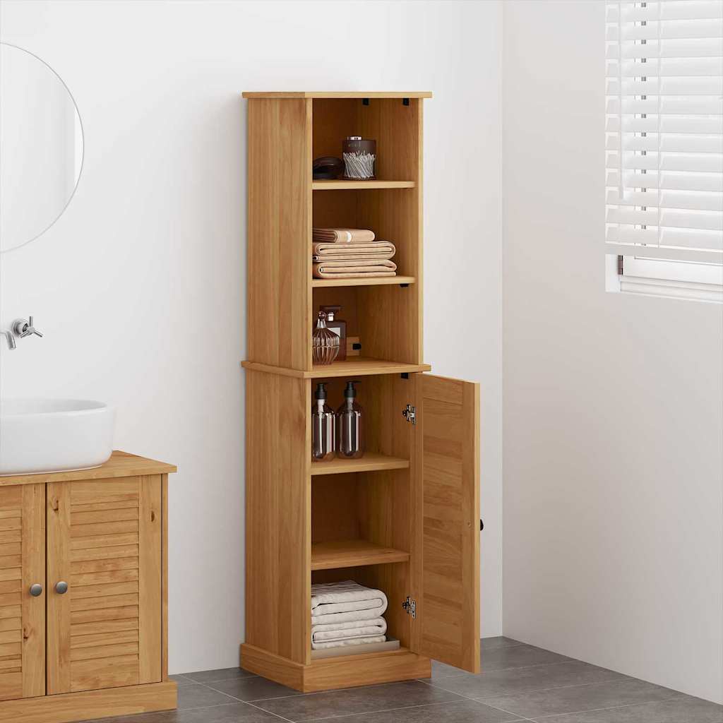 Vonios baldų rinkinys su lentyna su saugykla su durimis 2 pcs Ruda ir Medaus ruda