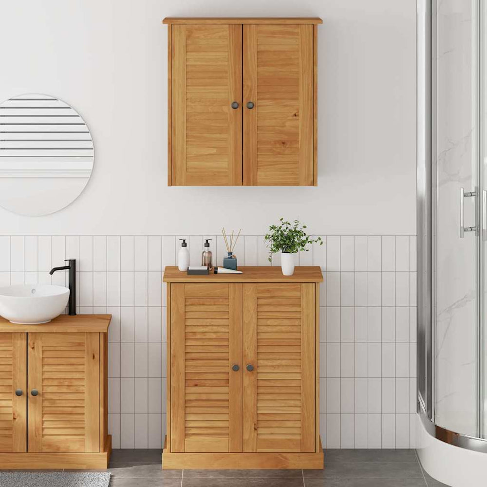 Vonios baldų rinkinys su lentyna su saugykla su durimis 2 pcs Ruda 67,5 x 34 x 80 cm