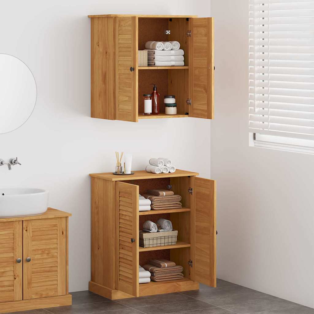 Vonios baldų rinkinys su lentyna su saugykla su durimis 2 pcs Ruda 67,5 x 34 x 80 cm