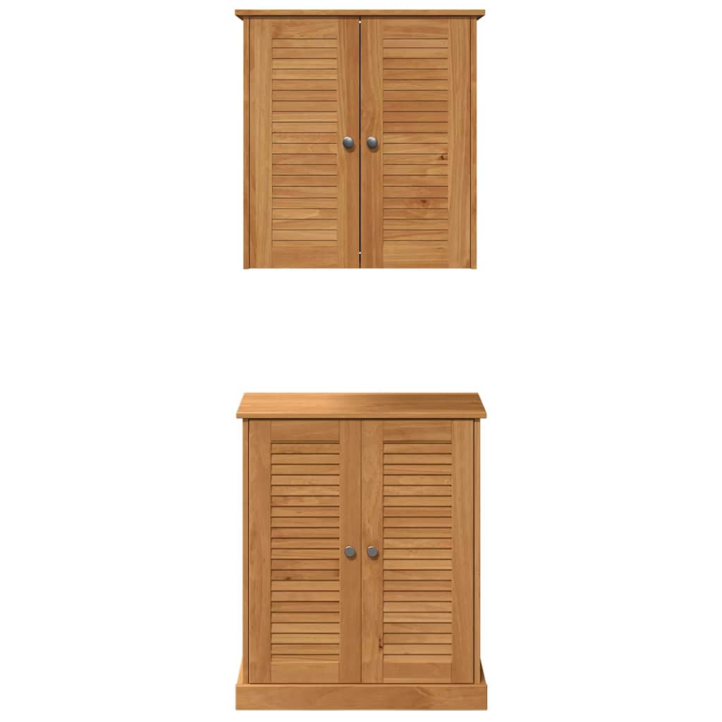 Vonios baldų rinkinys su lentyna su saugykla su durimis 2 pcs Ruda 67,5 x 34 x 80 cm