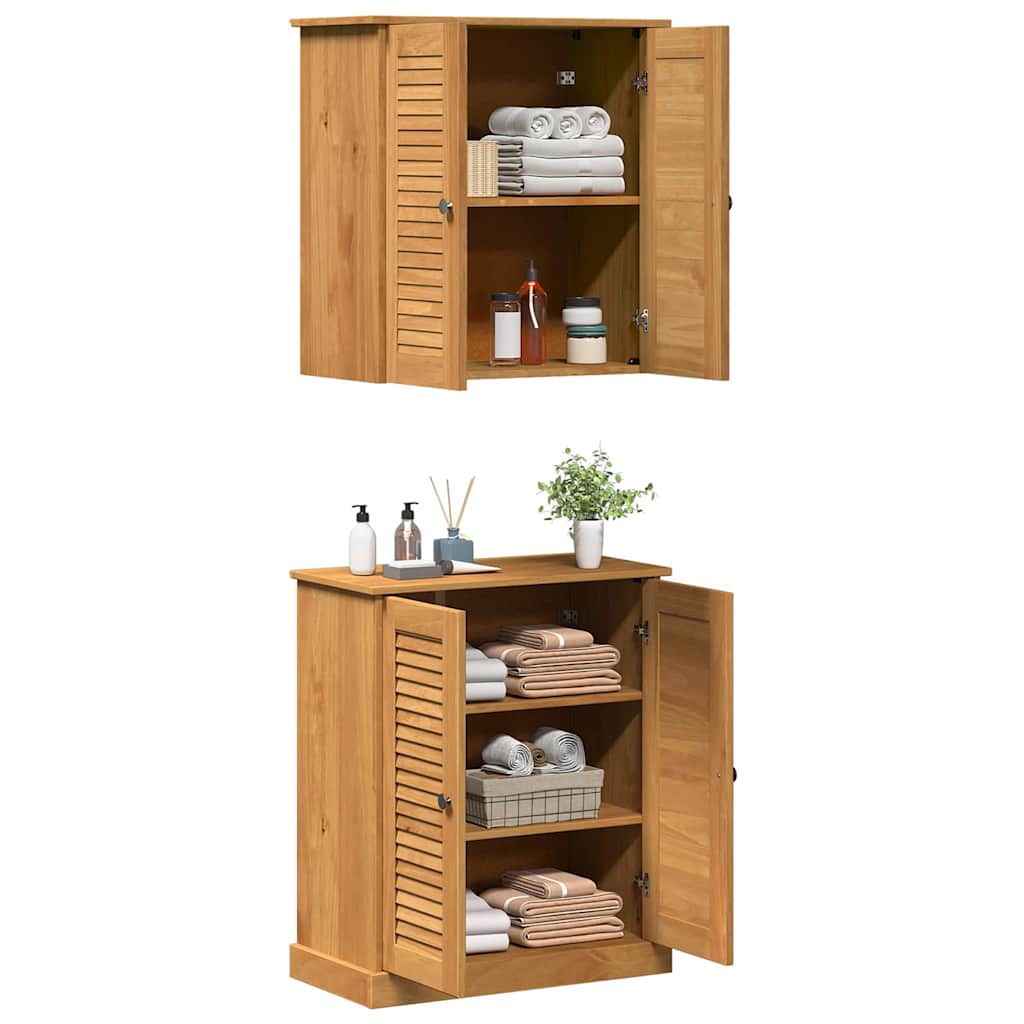 Vonios baldų rinkinys su lentyna su saugykla su durimis 2 pcs Ruda 67,5 x 34 x 80 cm