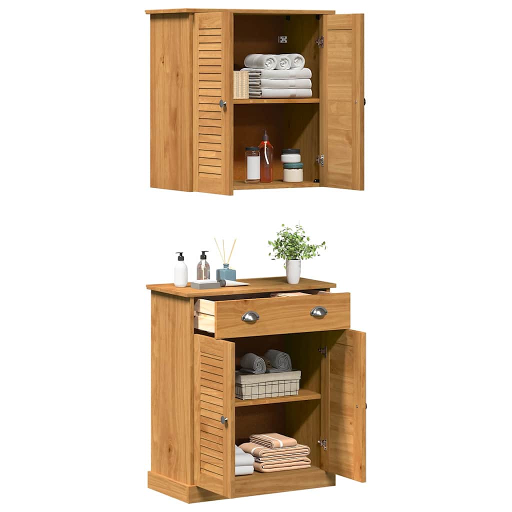 Vonios baldų rinkinys su stalčių su lentyna su saugykla su durimis 2 pcs Ruda 67.5 x 34 x 80 cm