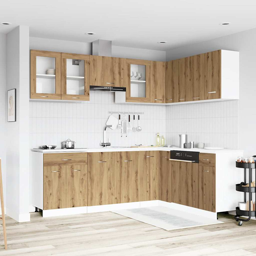 11 dalių virtuvės spintelių komplektas, Lyon, Artisan ąžuolas, inžinerinė mediena