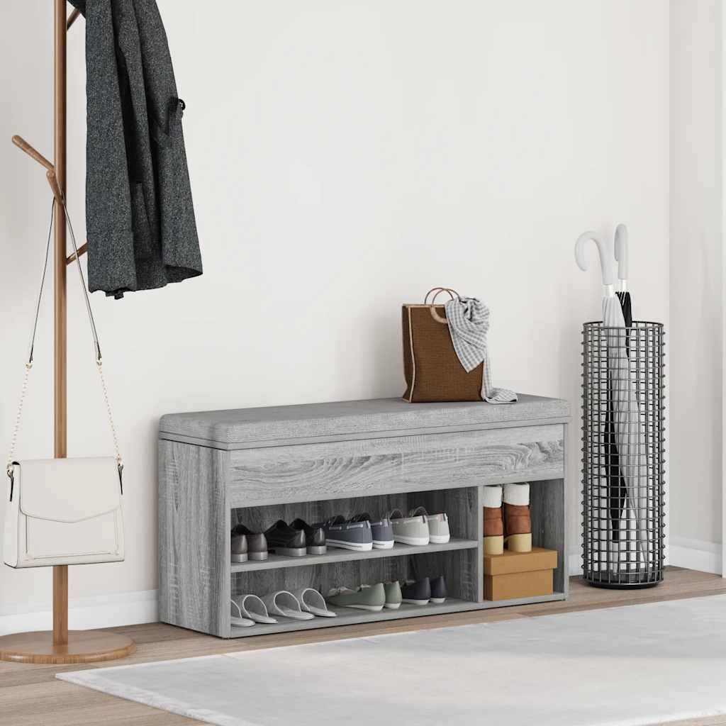 Shoe bench grey Sonoma 102x30.5x45 cm engineered wood