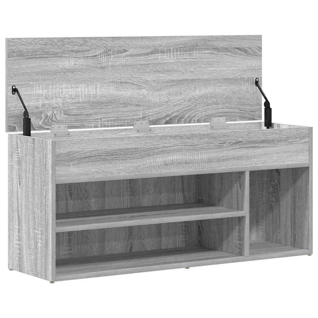 Shoe bench grey Sonoma 102x30.5x45 cm engineered wood