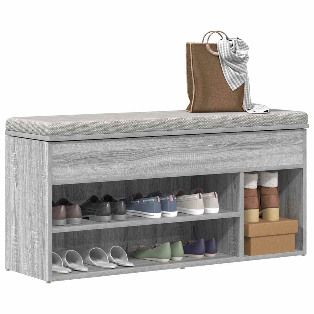 Shoe bench grey Sonoma 102x30.5x45 cm engineered wood