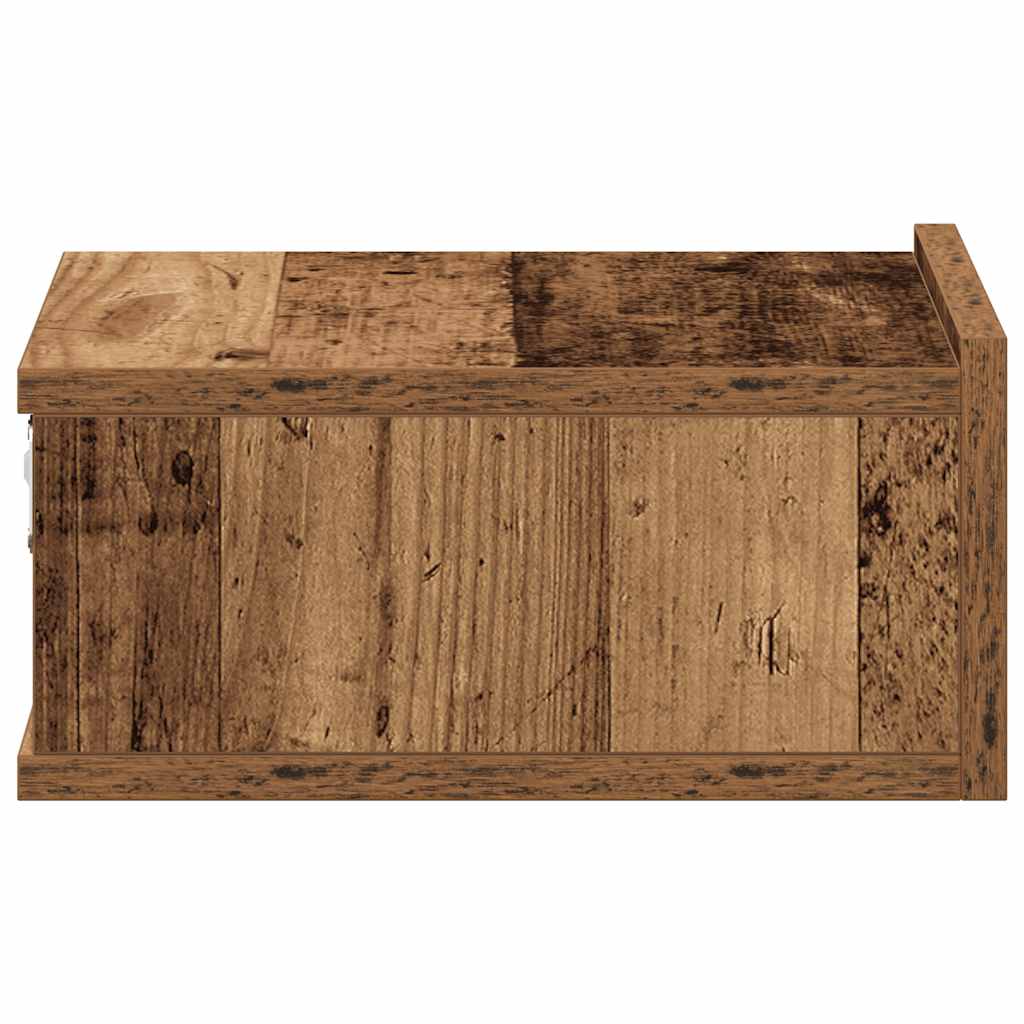 Pakabinami naktiniai staliukai, 2 vnt., sena mediena, 40x32x15 cm, inžinerinė mediena