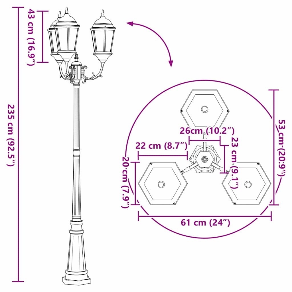 Garden Light Bronze 235 cm Aluminium