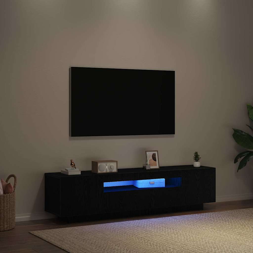 Televizoriaus spintelė Juoda 160 x 35 x 40 cm Apdirbta mediena