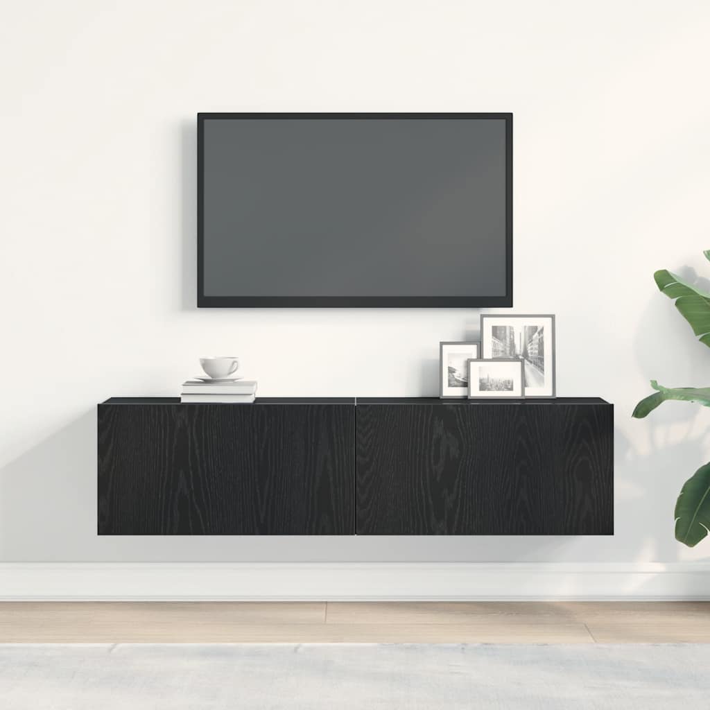 Televizoriaus spintelė, juodas ąžuolas, 120x30x30,5 cm, mediena