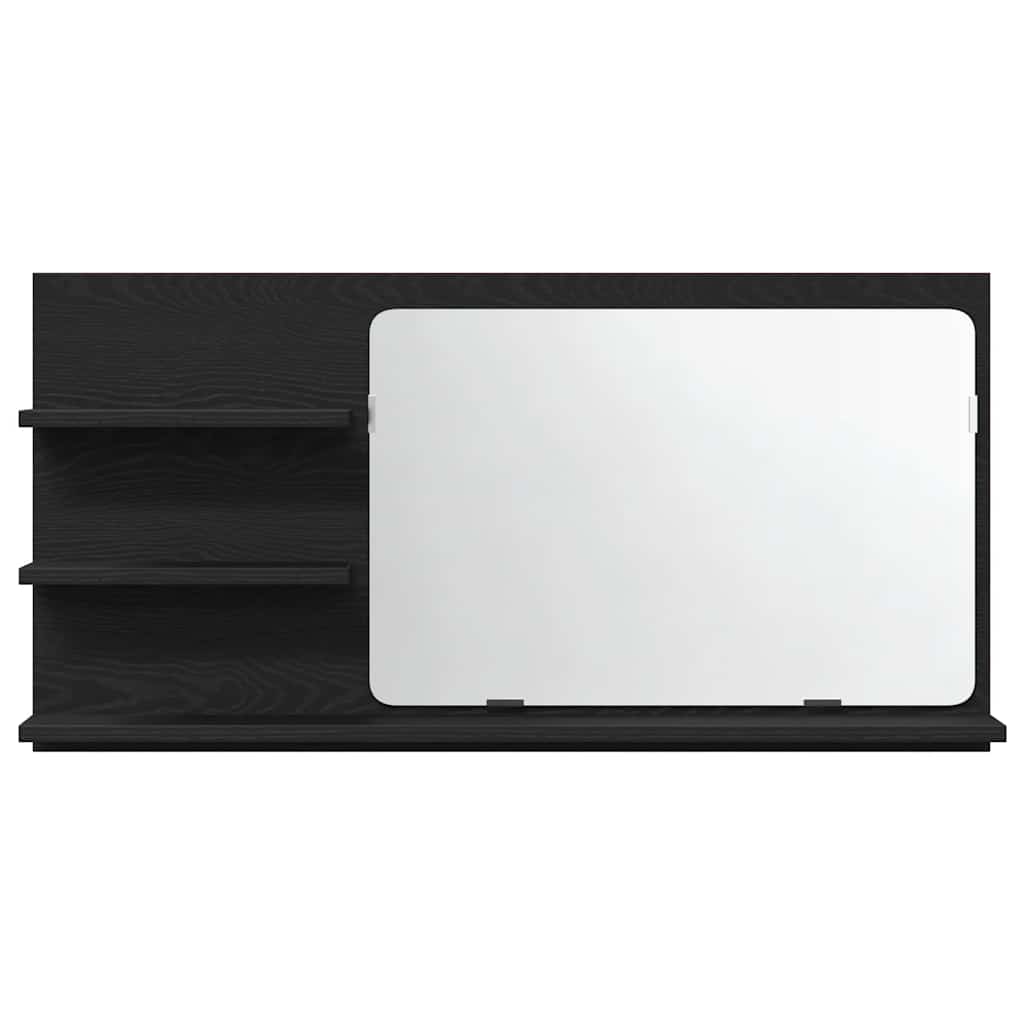 Vonios spintelė su veidrodžiu, juodo ąžuolo spalvos, 90x11x45 cm, inžinerinė mediena