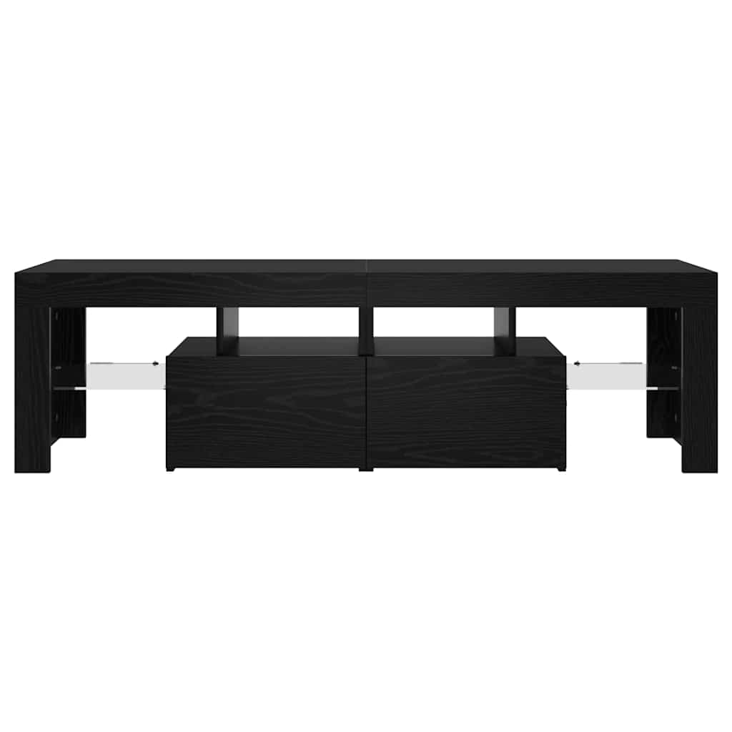 TV spintelė su LED lemputėmis, juodo ąžuolo spalvos, 140x36,5x40cm, inžinerinė mediena