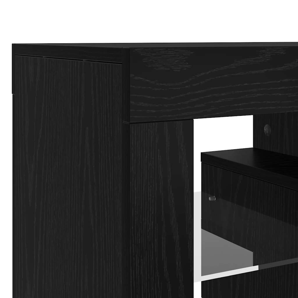 TV spintelė su LED lemputėmis, juodo ąžuolo spalvos, 140x36,5x40cm, inžinerinė mediena