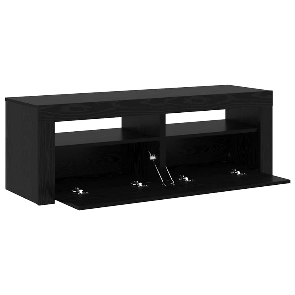 TV spintelė su LED lemputėmis, juodo ąžuolo spalvos, 120x35x40cm, inžinerinė mediena