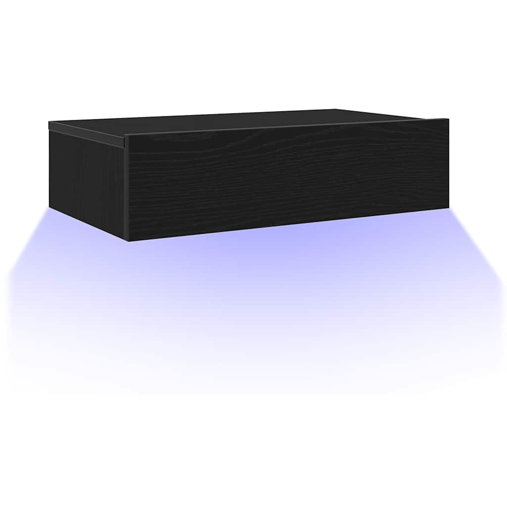 TV cabinet with LED lights, black oak, 60x35x15.5 cm