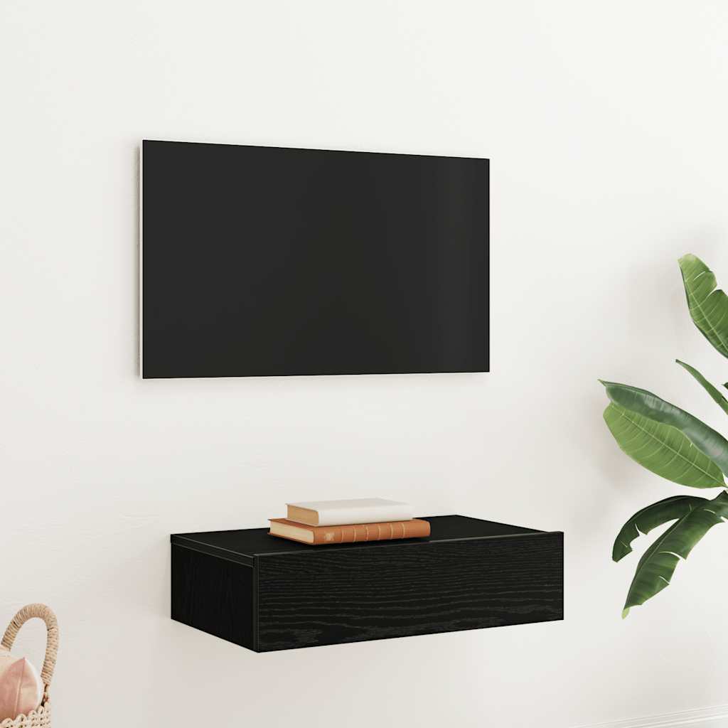 TV cabinet with LED lights, black oak, 60x35x15.5 cm
