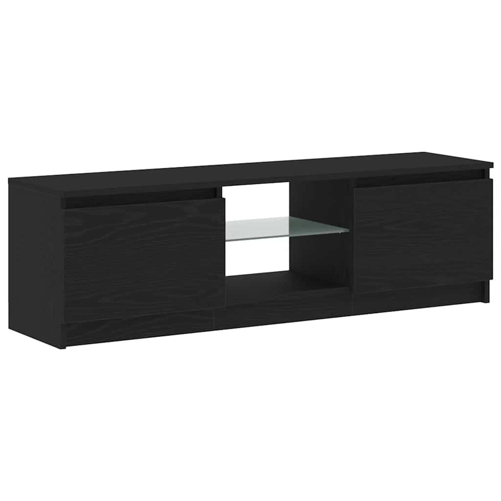 TV spintelė su LED lemputėmis, juodo ąžuolo spalvos, 120x30x36 cm, inžinerinė mediena