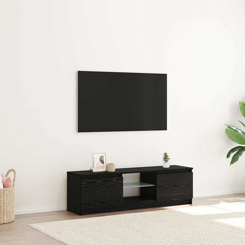 TV spintelė su LED lemputėmis, juodo ąžuolo spalvos, 120x30x36 cm, inžinerinė mediena