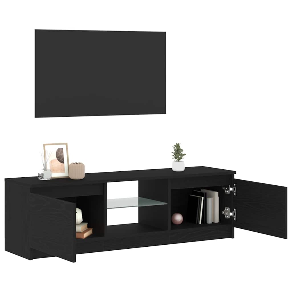 TV spintelė su LED lemputėmis, juodo ąžuolo spalvos, 120x30x36 cm, inžinerinė mediena
