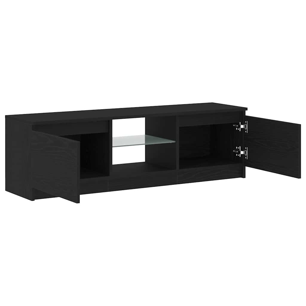 TV spintelė su LED lemputėmis, juodo ąžuolo spalvos, 120x30x36 cm, inžinerinė mediena
