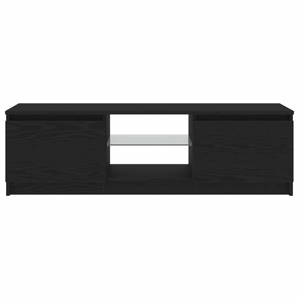 TV spintelė su LED lemputėmis, juodo ąžuolo spalvos, 120x30x36 cm, inžinerinė mediena