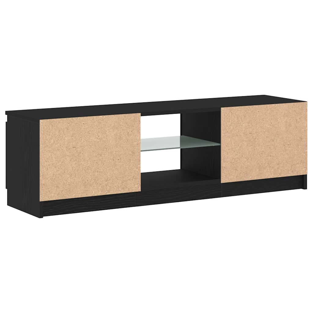 TV spintelė su LED lemputėmis, juodo ąžuolo spalvos, 120x30x36 cm, inžinerinė mediena