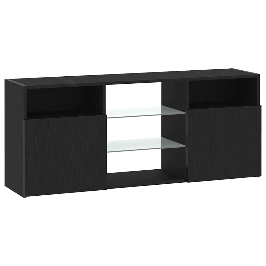 TV spintelė su LED lemputėmis, juodo ąžuolo spalvos, 120x30x50cm, inžinerinė mediena
