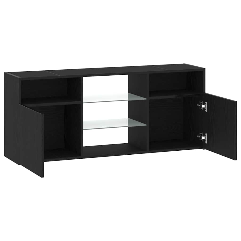 TV spintelė su LED lemputėmis, juodo ąžuolo spalvos, 120x30x50cm, inžinerinė mediena