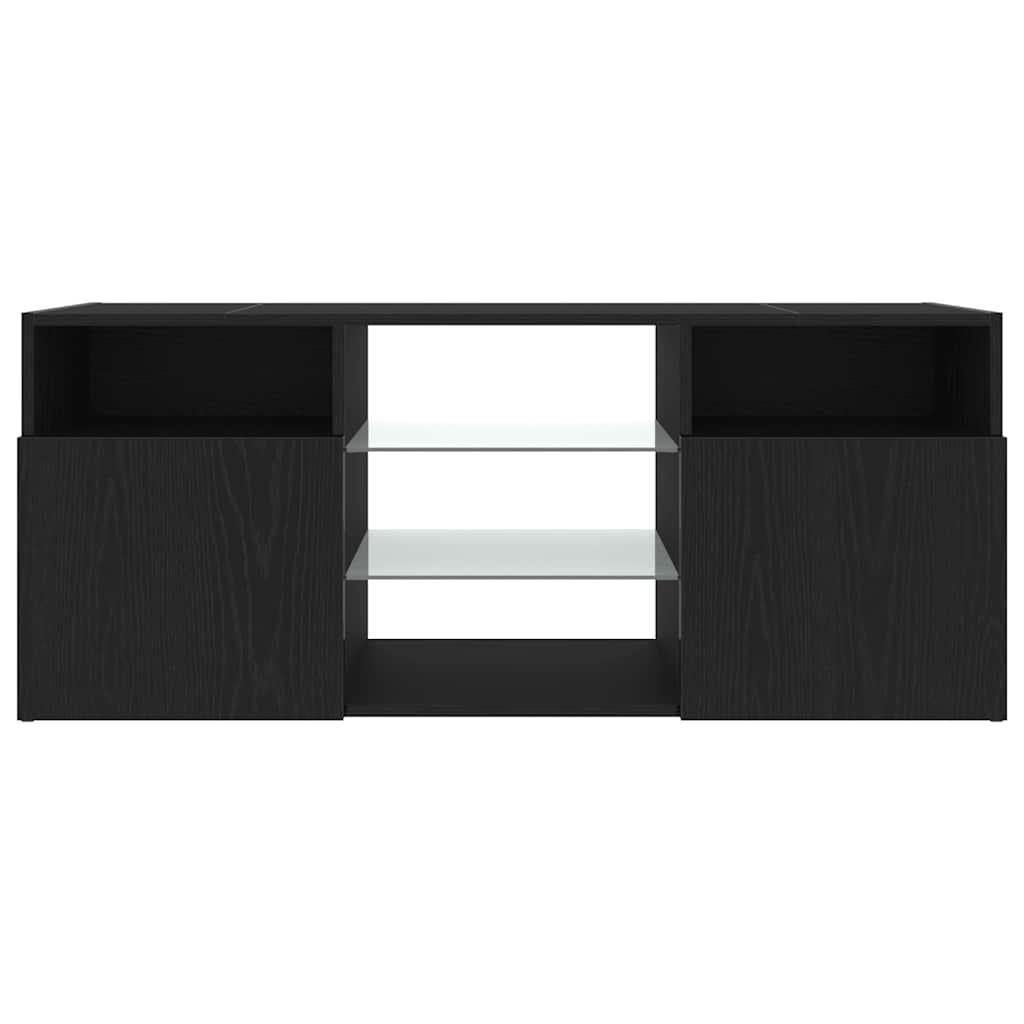 TV spintelė su LED lemputėmis, juodo ąžuolo spalvos, 120x30x50cm, inžinerinė mediena