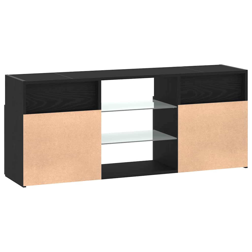 TV spintelė su LED lemputėmis, juodo ąžuolo spalvos, 120x30x50cm, inžinerinė mediena