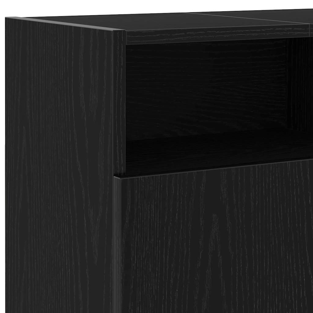 TV spintelė su LED lemputėmis, juodo ąžuolo spalvos, 120x30x50cm, inžinerinė mediena
