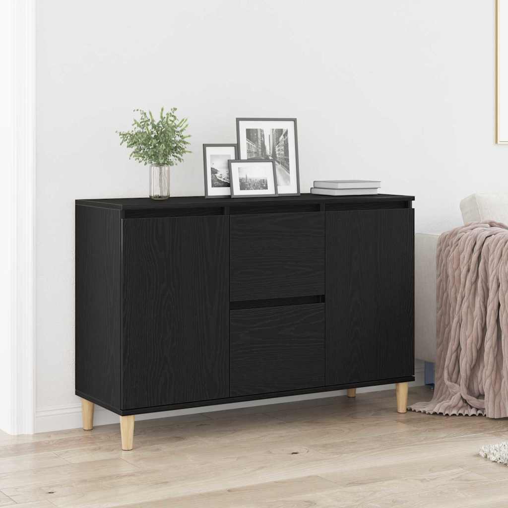 Sideboard with drawers Black 102 x 35 x 60 cm Engineered wood