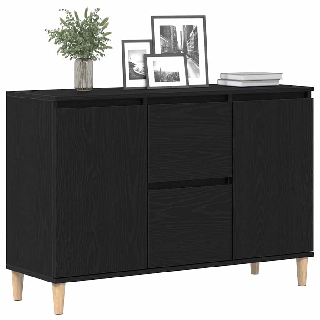 Sideboard with drawers Black 102 x 35 x 60 cm Engineered wood
