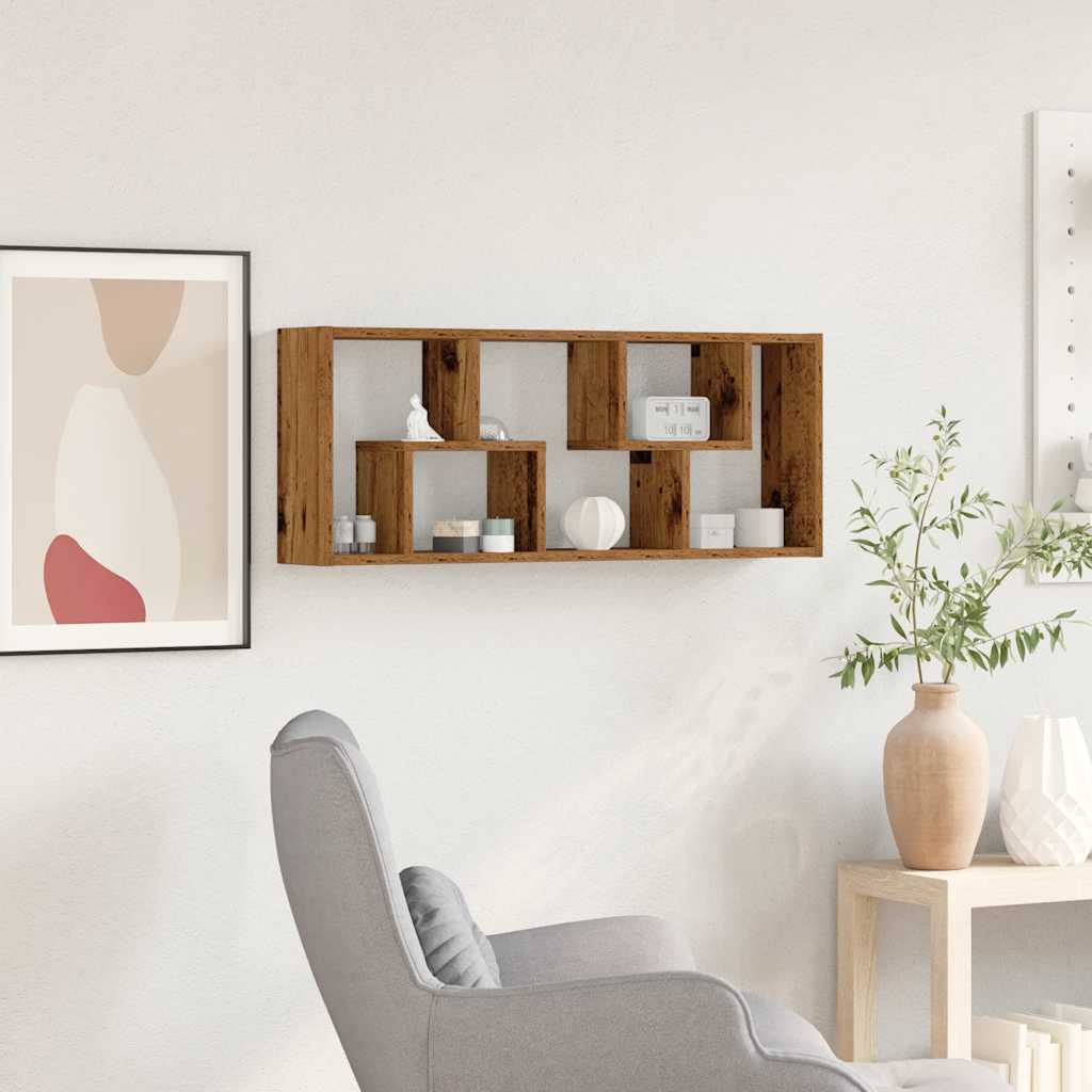 Sieninė lentyna, senovinė mediena, 36x16x90cm, inžinerinė mediena