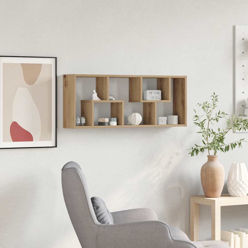Sieninė lentyna, ąžuolo spalvos, 36x16x90cm, inžinerinė mediena